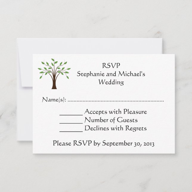 Tree of Life Modern Country Wedding RSVP Response Invitation (Front)