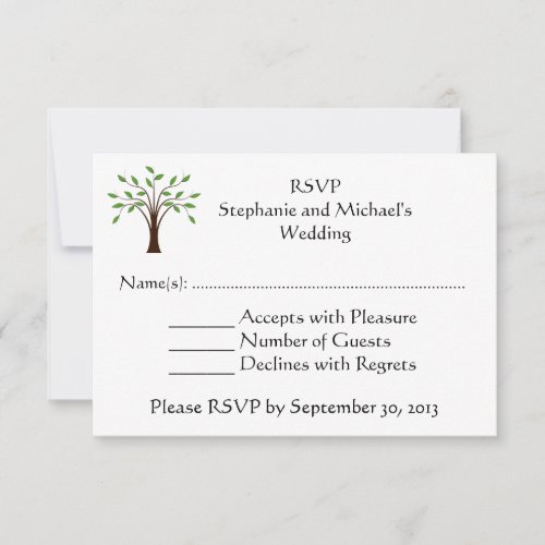 Tree of Life Modern Country Wedding RSVP Response Custom Announcement