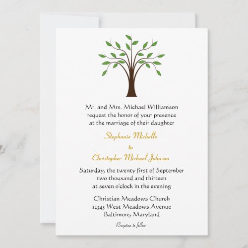 Tree of Life Modern Symbolic on White #2 Wedding Custom Invitation