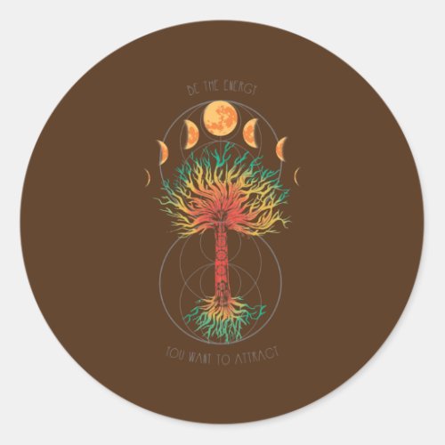 Tree Of Life Moon Phases Chakra  Classic Round Sticker