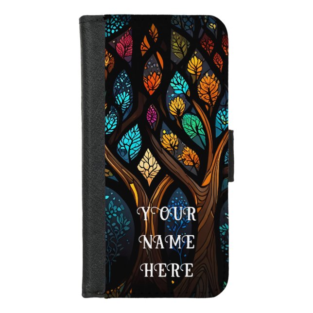 Tree of Life Mosaic Glass iPhone Wallet Case (Front)