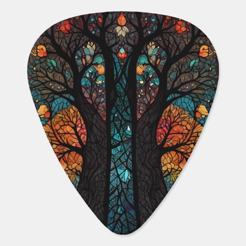 Tree of life mosaic stained glass effect guitar pick