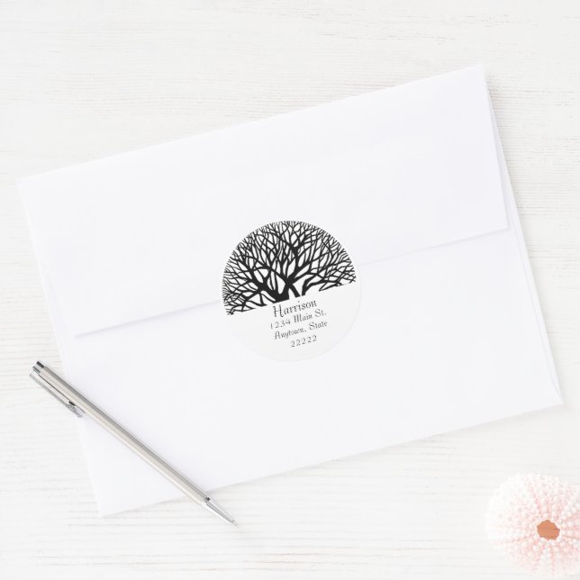 Tree of Life Name and address Classic Round Sticker (Envelope)