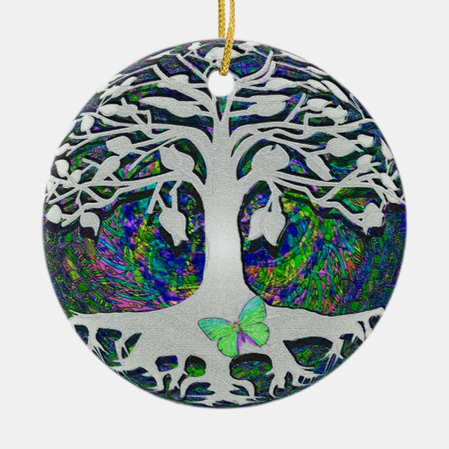 Tree of Life New Beginnings by Amelia Carrie Ceramic Ornament (Front)