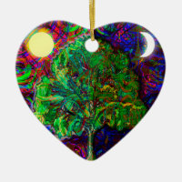 Tree of Life Night and Day Ceramic Ornament