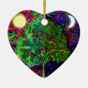Tree of Life Night and Day Ceramic Ornament