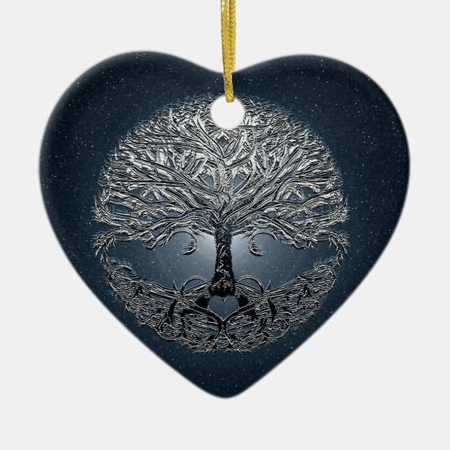 Tree of Life Nova Blue Ceramic Ornament (Front)