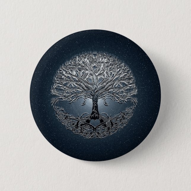 Tree of Life Nova Blue Pinback Button (Front)