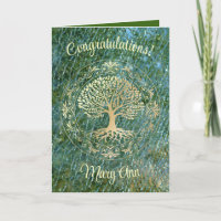 Tree of Life on Green Mosaic Any Occasion Card