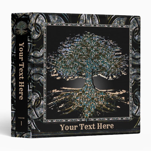 Tree of Life on Ornate Background 3 Ring Binder (Front/Spine)