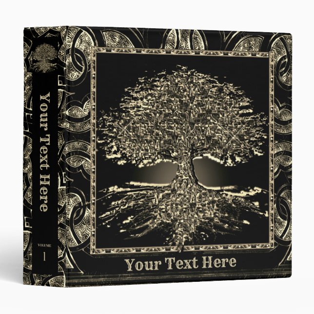 Tree of Life on Ornate Background 3 Ring Binder (Front/Spine)