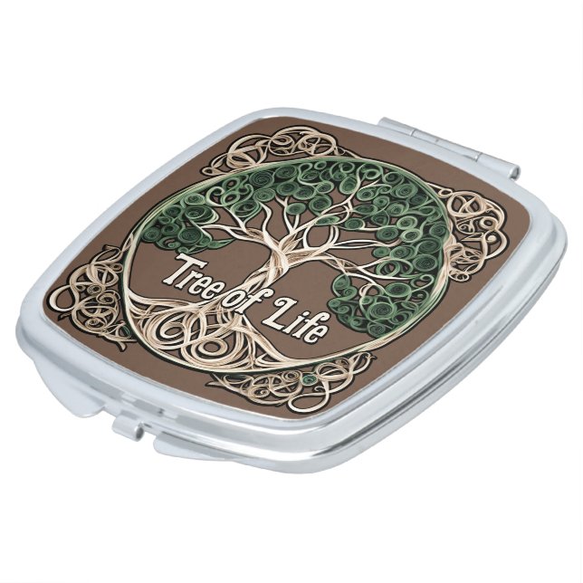 Tree of Life Paper Quilling Compact Mirror (Turned)