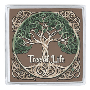 Tree of Life Paper Quilling Silver Finish Lapel Pin