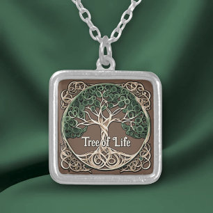 Tree of Life Paper Quilling Silver Plated Necklace