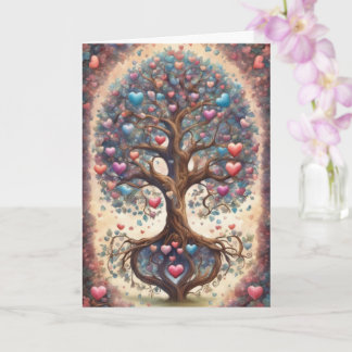 Tree of Life Pastel Hearts Valentine's Day Card