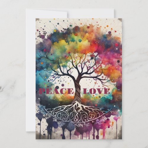 TREE OF LIFE Peace Love editable Card