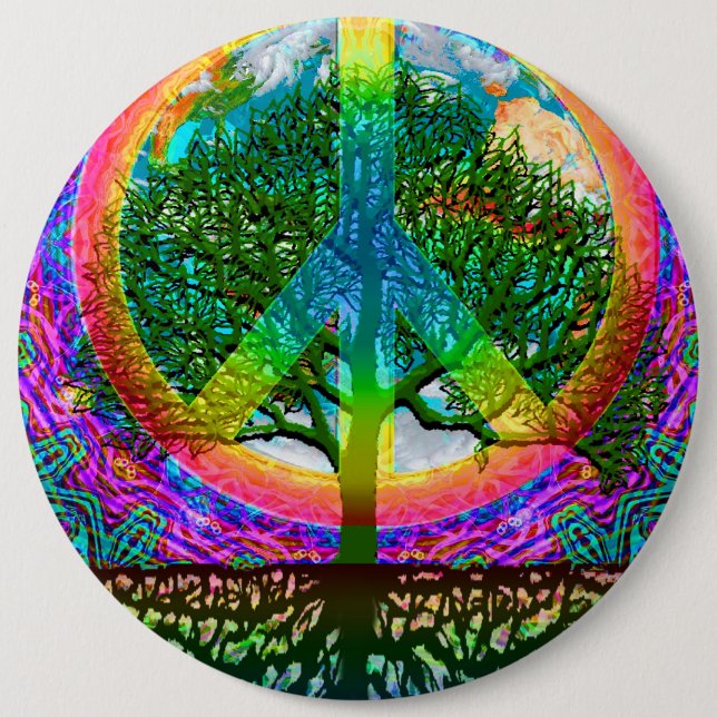 Tree of Life Peace Pinback Button (Front)