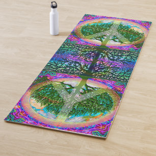 Tree of Life Peace Symbol Namaste Yoga Mat