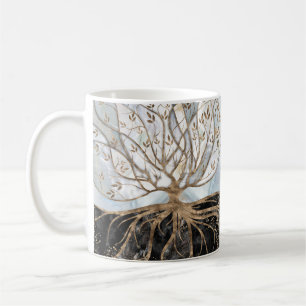 Tree of Life - Pearl, Gold and Black Marble Coffee Mug