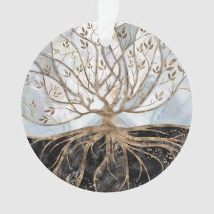 Tree of Life - Pearl, Gold and Black Marble Ornament