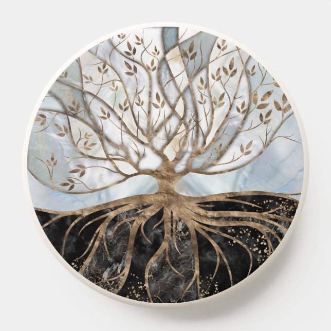 Tree of Life - Pearl, Gold and Black Marble PopSocket (Popsocket)