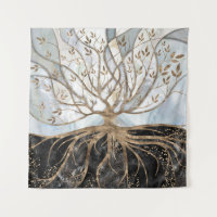 Tree of Life - Pearl, Gold and Black Marble
