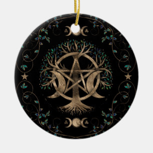 Tree of Life Pentagram Moon Ornament