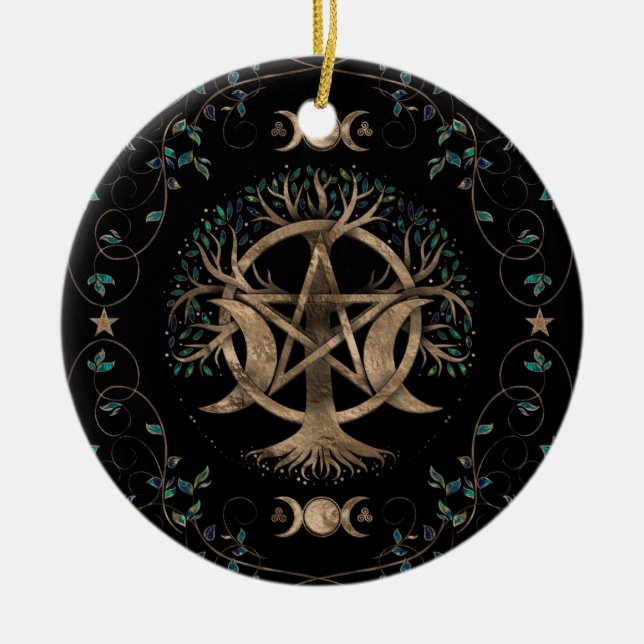 Tree of Life Pentagram Moon Ornament (Front)