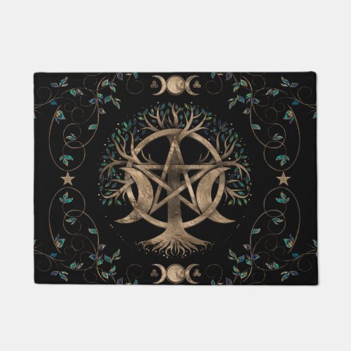 Tree of Life Pentagram Moon Ornament Doormat
