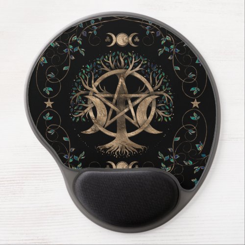 Tree of Life Pentagram Moon Ornament Gel Mouse Pad