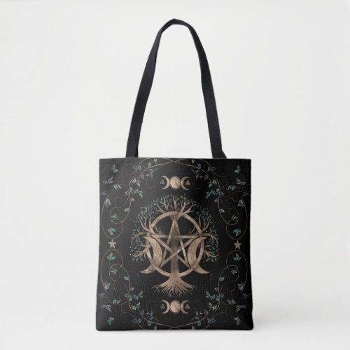 Tree of Life Pentagram Moon Ornament Tote Bag