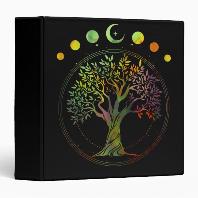 Tree of Life Phases of the Moon 3 Ring Binder (Front/Spine)