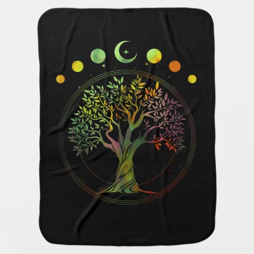 Tree of Life Phases of the Moon Baby Blanket