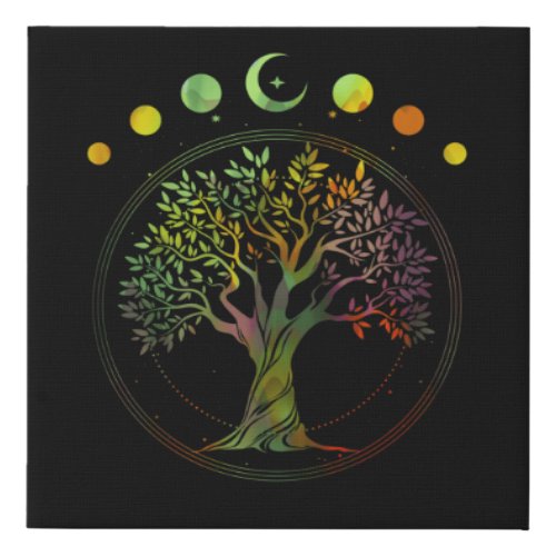 Tree of Life Phases of the Moon Faux Canvas Print