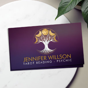 Tree of life - Phases of the moon - pearl and gold Business Card