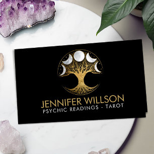 Tree of life - Phases of the moon - pearl and gold Business Card