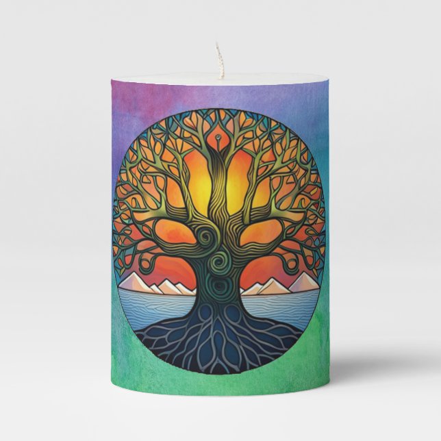 Tree of Life  Pillar Candle (Front)