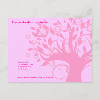 Tree of Life Pink Bat Mitzvah Invitation Reception