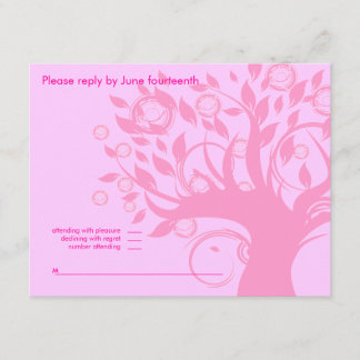 Tree of Life Pink Bat Mitzvah Invitation RSVP