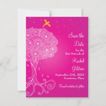 Tree Of Life Pink Bat Mitzvah Save The Date by mishpocha at Zazzle