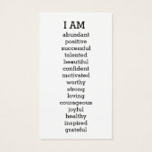 Tree of Life Positive Affirmations I AM (Back)