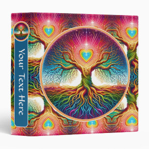 Tree of Life Rainbow Heart 3 Ring Binder