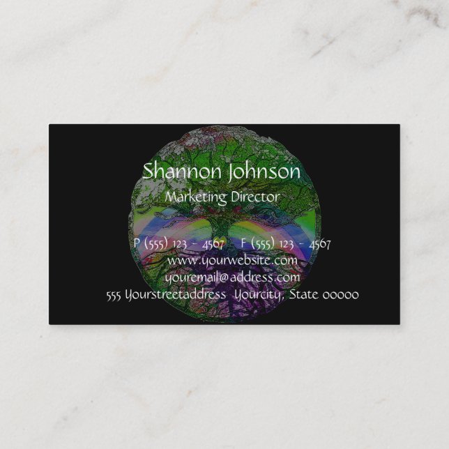 Tree of Life Rainbow Heart by Amelia Carrie Business Card (Back)