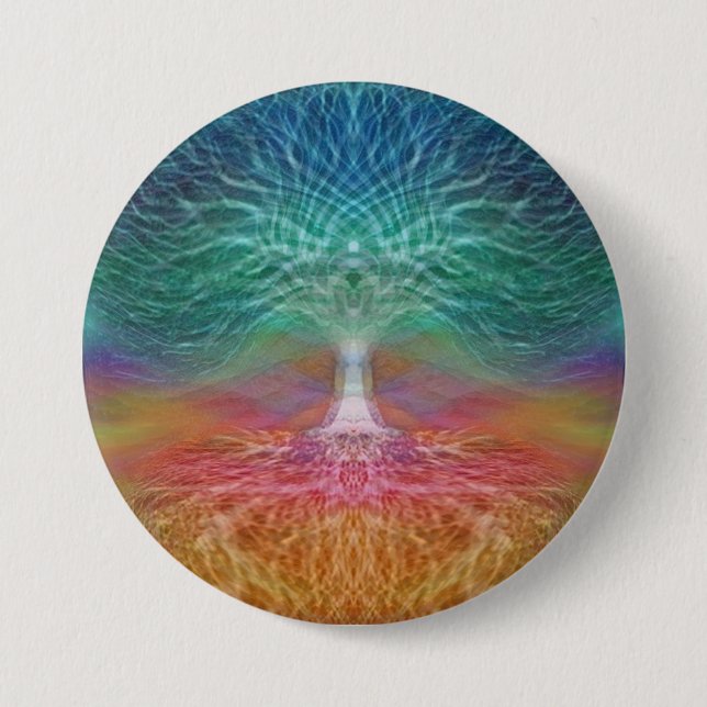 Tree of Life Rainbow Hearts Button (Front)
