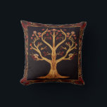 Tree of LIfe Red Gold Black Embroidery by kedoki Throw Pillow<br><div class="desc">Tree of LIfe Red Gold Black Embroidery by kedoki</div>