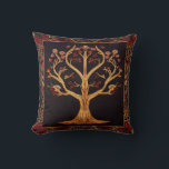 Tree of LIfe Red Gold Black Embroidery by kedoki Throw Pillow<br><div class="desc">Tree of LIfe Red Gold Black Embroidery by kedoki</div>
