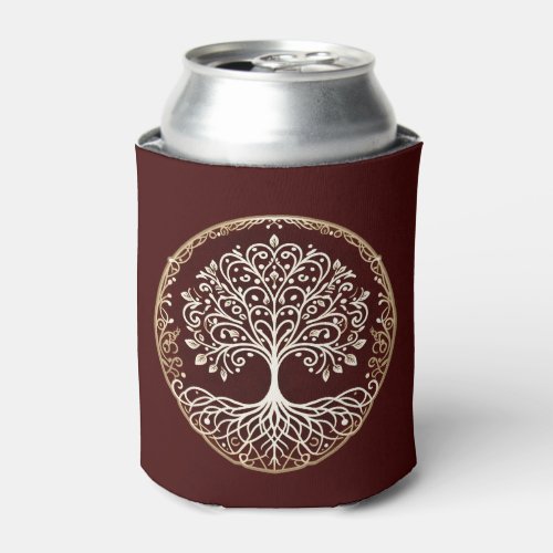 Tree of Life Rustic Dark Red Celtic Can Cooler