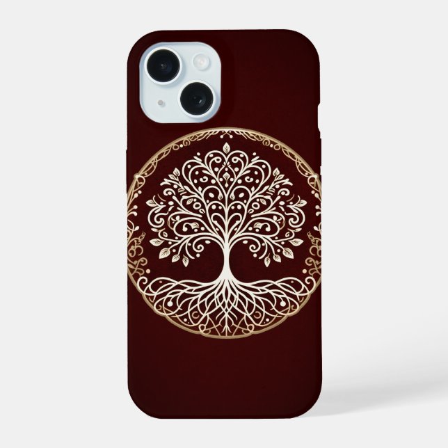 Tree of Life Rustic Dark Red Celtic Iphone Case (Back)