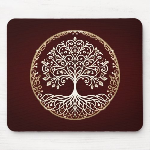 Tree of Life Rustic Dark Red Celtic Mouse Pad