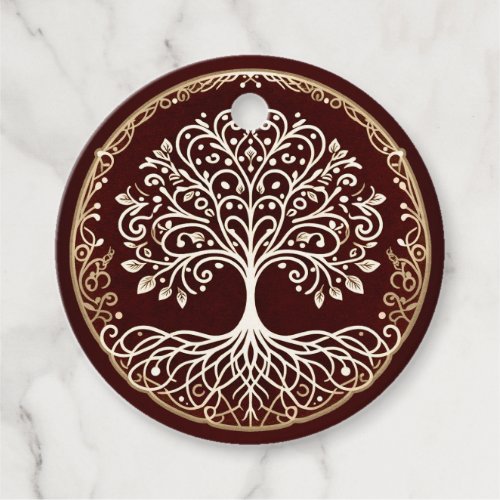 Tree of Life Rustic Dark Red Celtic Wedding Favor Tags